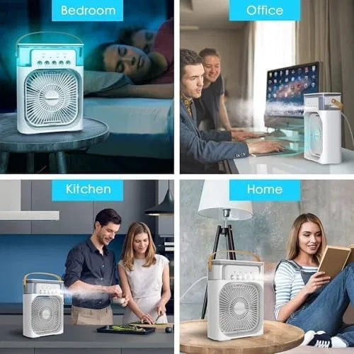 Mini Cooler for Room Cooling Portable Mini Fan Cooler with 7 Colors LED Light, 3 Wind Speeds and 3 Spray Modes for Office, Home, Dorm, Travel (Random Color)